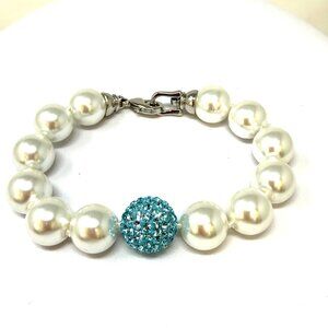 🌹SPRING ELEGANCE Aquamarine Crystal & Pearl Bracelet